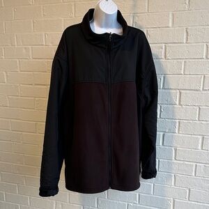 Cabela's Men's Black & Maroon Nylon Wind block Fleece Jacket Full Zip Size 2XLT